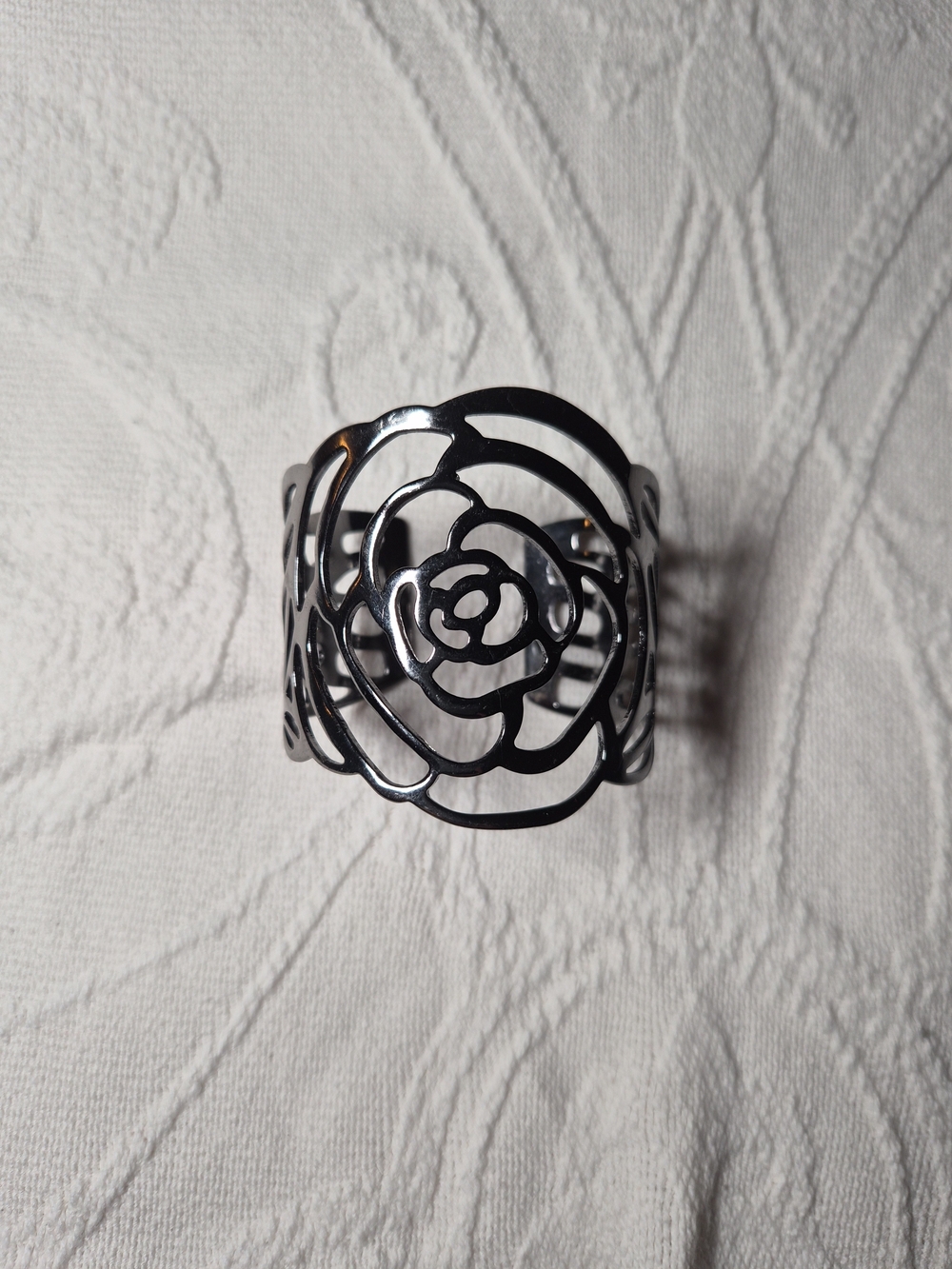 Metal Cuff Rose Flower Floral Design Cuff Bracelet Romantic Coquette Girly Twee